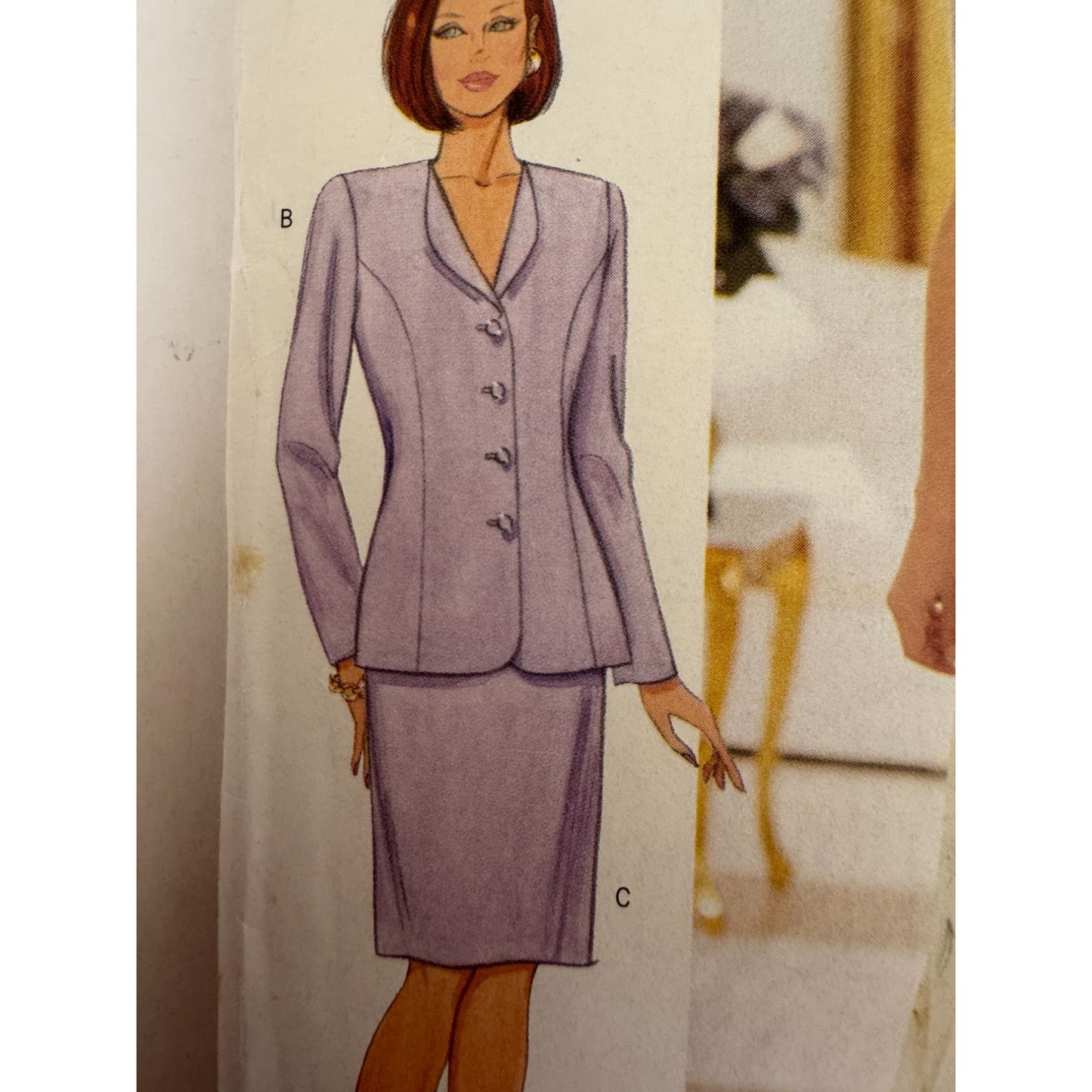 Vtg 90s Jacket Skirt Suit Sewing Pattern Butterick 5999 Officewear 20-24 UC