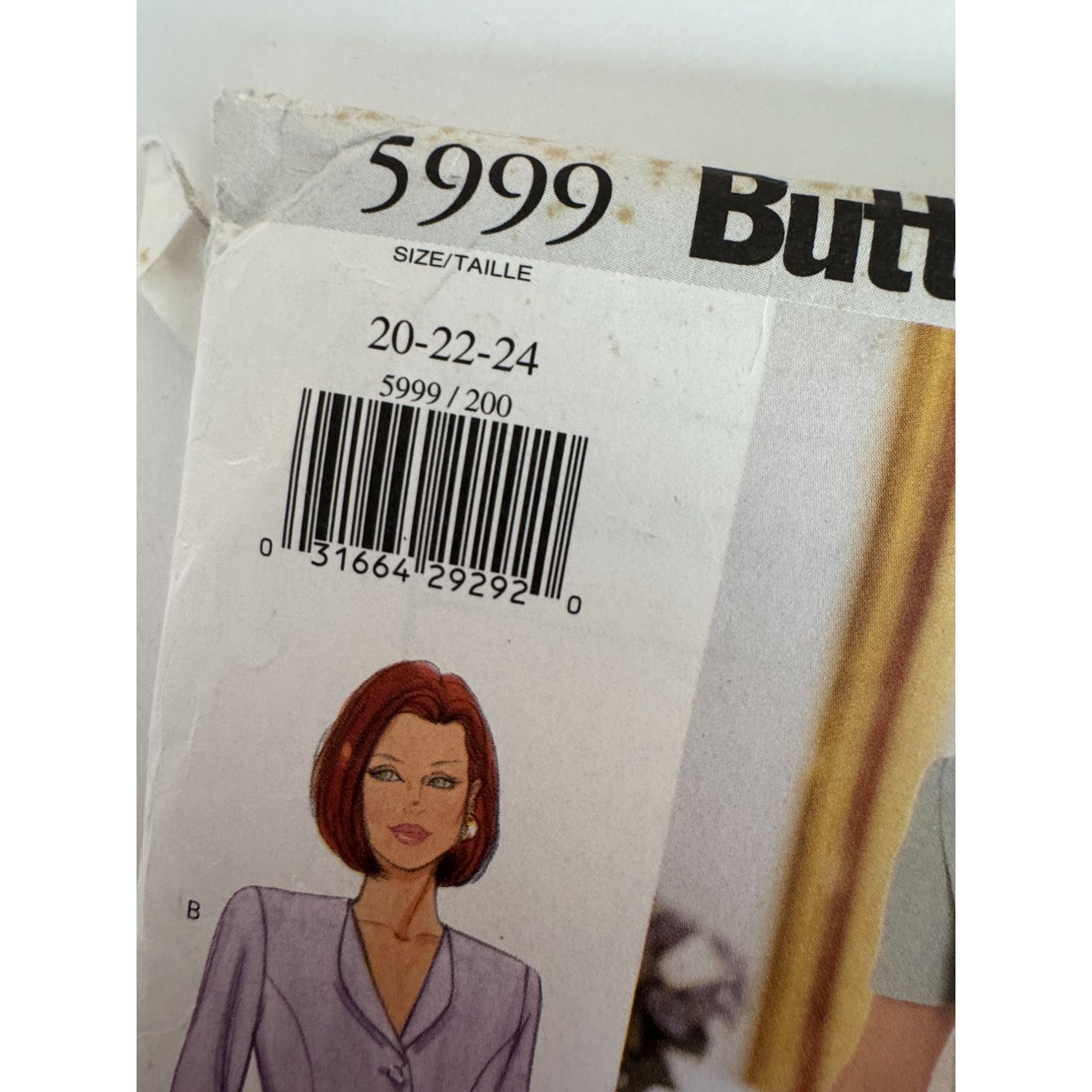 Vtg 90s Jacket Skirt Suit Sewing Pattern Butterick 5999 Officewear 20-24 UC