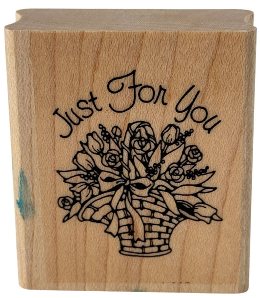 Stampin Up Rubber Stamp Just For You Floral Basket Roses Mothers Day Card Making