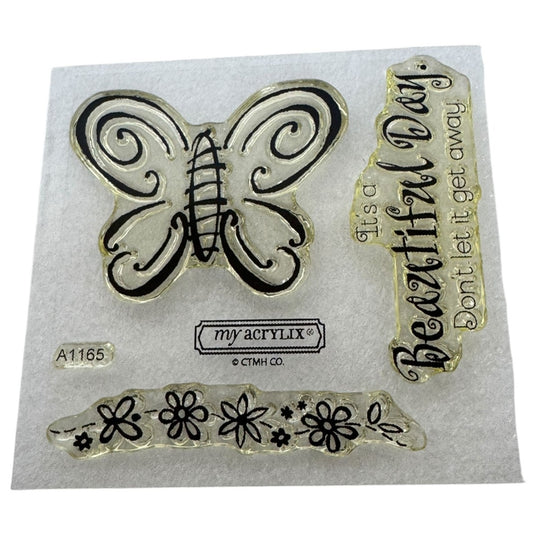 CTMH My Acrylix Acrylic Stamp Set A1165 Capture The Day Everyday Life Butterfly