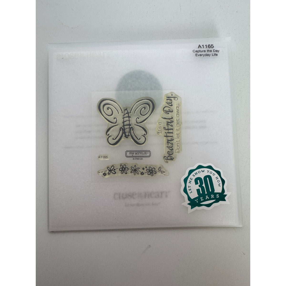 CTMH My Acrylix Acrylic Stamp Set A1165 Capture The Day Everyday Life Butterfly