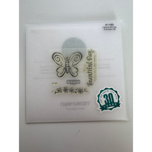 CTMH My Acrylix Acrylic Stamp Set A1165 Capture The Day Everyday Life Butterfly