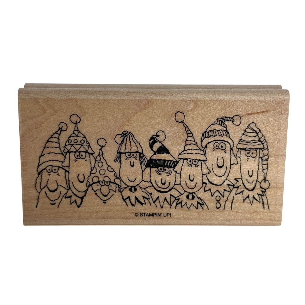 Stampin Up Rubber Stamp Christmas Elf Family Elves Card Making Funny Whimsical Holiday Faces
