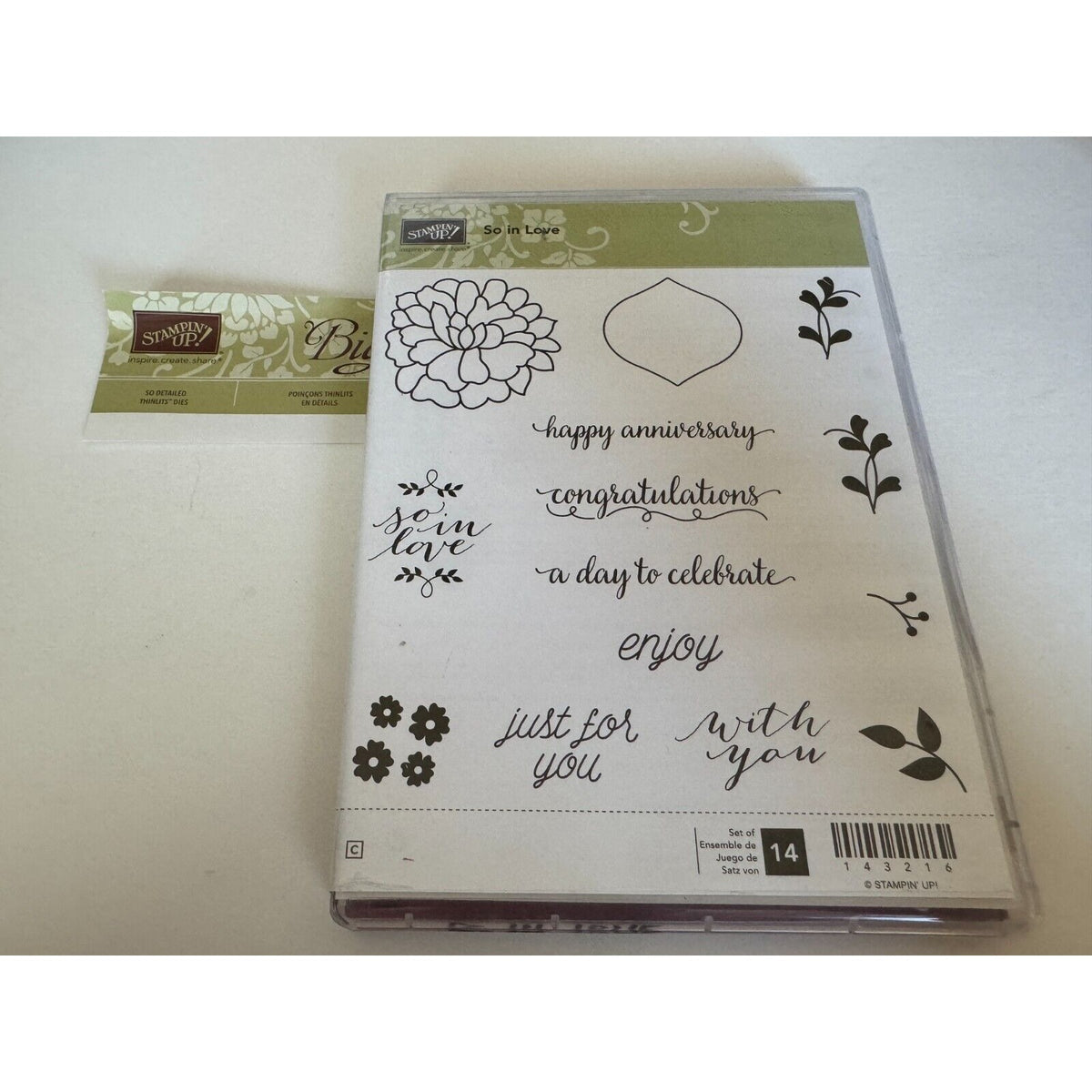 Stampin Up Cling Rubber Stamps So In Love So Detailed Thinlits Dies With