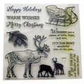 CTMH Acrylic Stamps Set Reindeer Crossing Merry Christmas Cardmaking Words S1912 Pinecones Sleigh