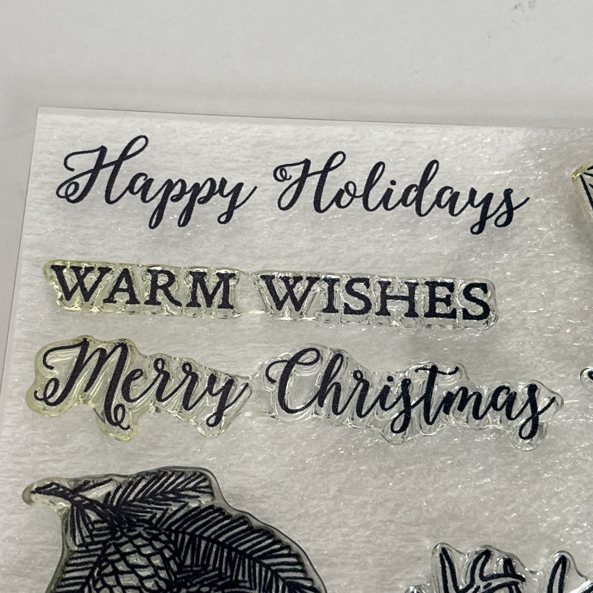 CTMH Acrylic Stamps Set Reindeer Crossing Merry Christmas Cardmaking Words S1912 Pinecones Sleigh