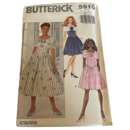 Butterick Sewing Pattern 5910 Sleeveless Party Dress Easy Misses 6 8 10 12 Uncut