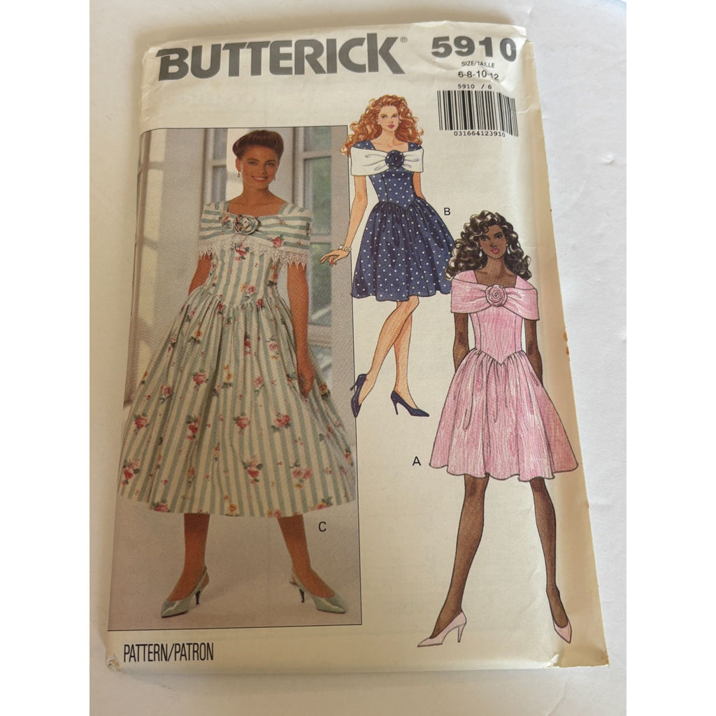 Butterick Sewing Pattern 5910 Sleeveless Party Dress Easy Misses 6 8 10 12 Uncut