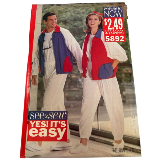 Butterick Sewing Pattern 5892 Athletic Jacket Pants Uncut Workout Casual 6-14 UC