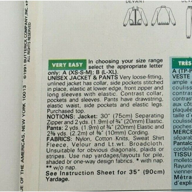 Butterick Sewing Pattern 5892 Athletic Jacket Pants Uncut Workout Casual 6-14 UC