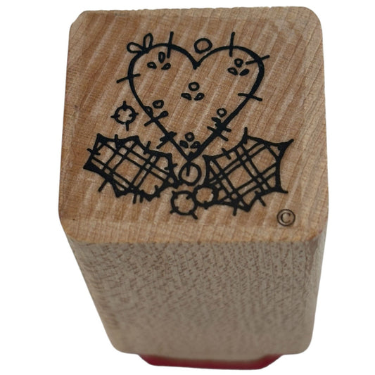 DOTS Rubber Stamp Christmas Heart Country Patches Holly Gift Tag Card Making