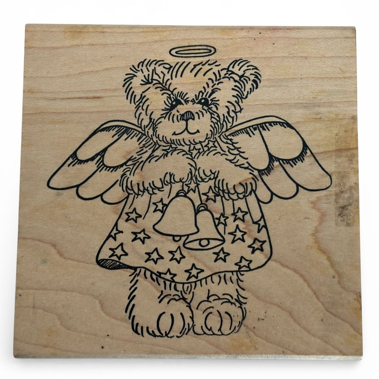 Judikins Rubber Stamp Angel Teddy Bear Bells Halo Christmas Cardmaking Craft