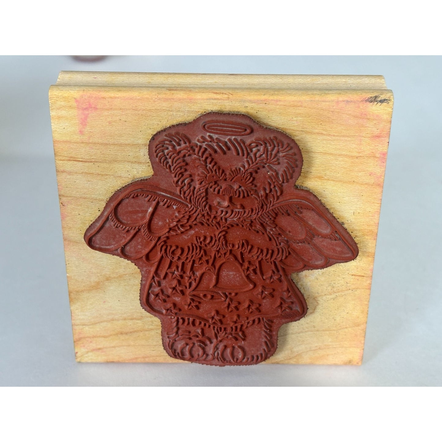 Judikins Rubber Stamp Angel Teddy Bear Bells Halo Christmas Cardmaking Craft