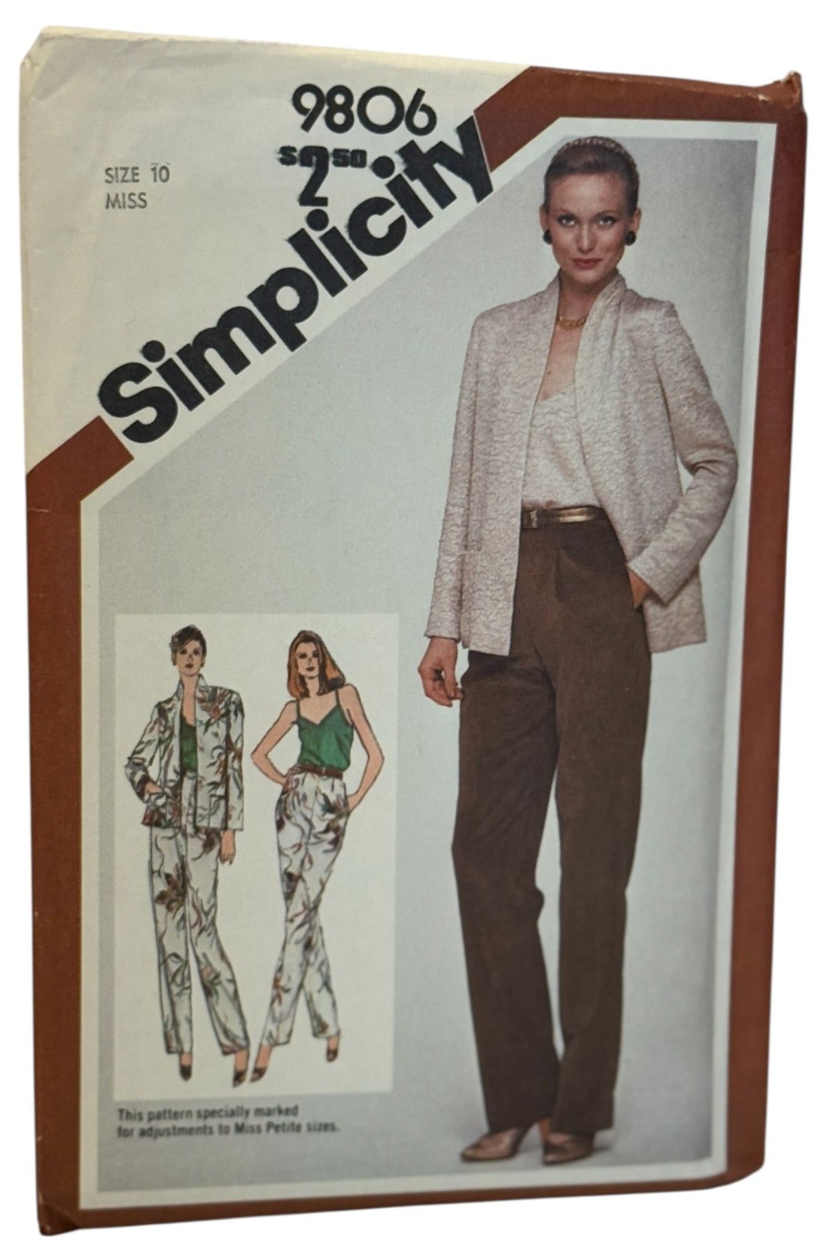 Simplicity  Sewing Pattern 9806 Jacket Tapered Pants Camisole Outfit 10 UC 1980s