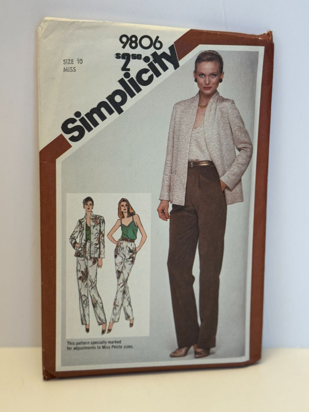 Simplicity  Sewing Pattern 9806 Jacket Tapered Pants Camisole Outfit 10 UC 1980s