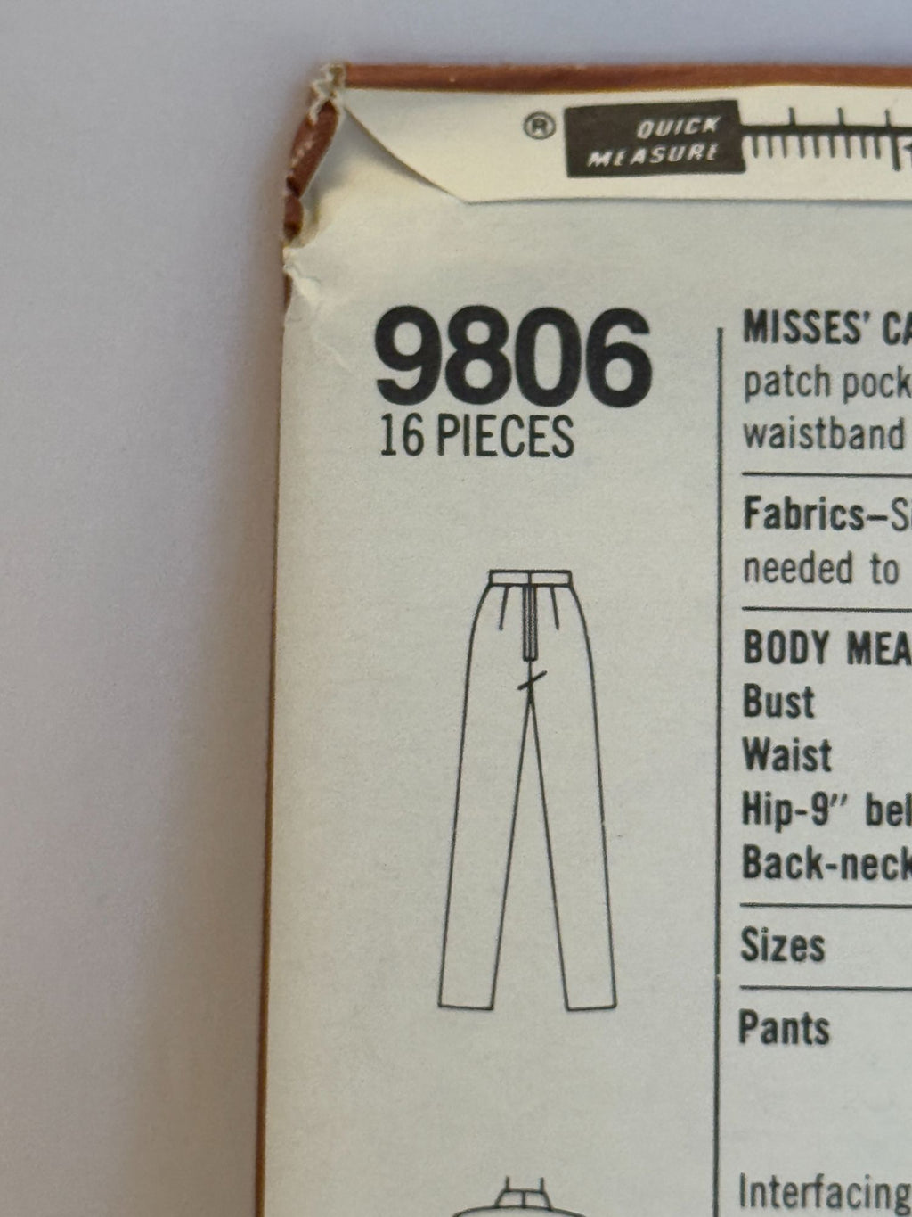 Simplicity  Sewing Pattern 9806 Jacket Tapered Pants Camisole Outfit 10 UC 1980s