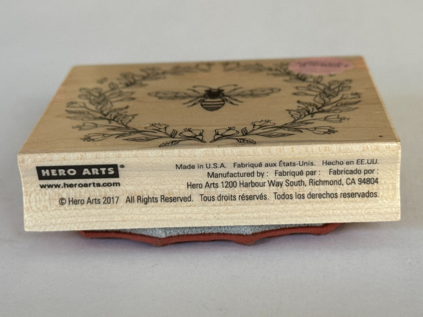 Hero Arts Rubber Stamp Antique Bee and Flowers Floral Wreath Circle Card Making