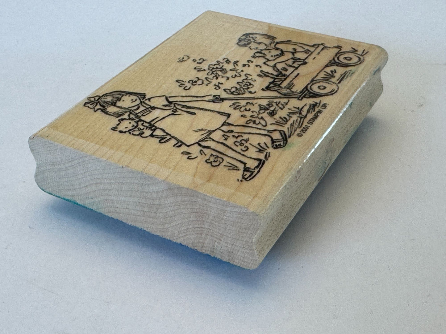 Stampin Up Rubber Stamp Girls Friends Wagon Dog Cat Friendship Card Making Craft