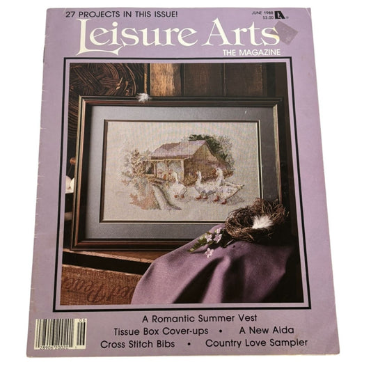 Leisure Arts Magazine June 1988 Goose Sheep Animals Cross Stitch Craft Knitting