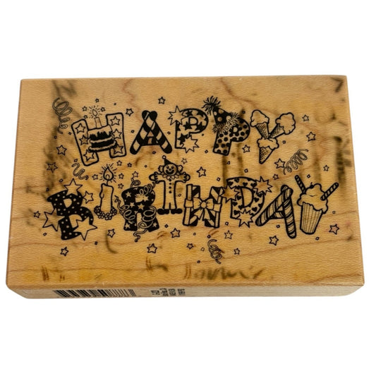 PSX Rubber Stamp Happy Birthday Card Making Words Sentiment Fun Letters G-020