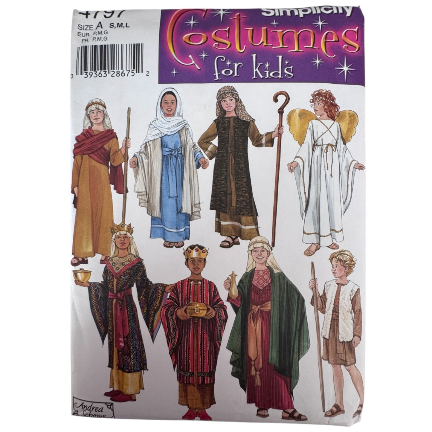 Simplicity Sewing Pattern 4797 Nativity Play Biblical Costumes Angel Wise Men Kids Uncut Christmas