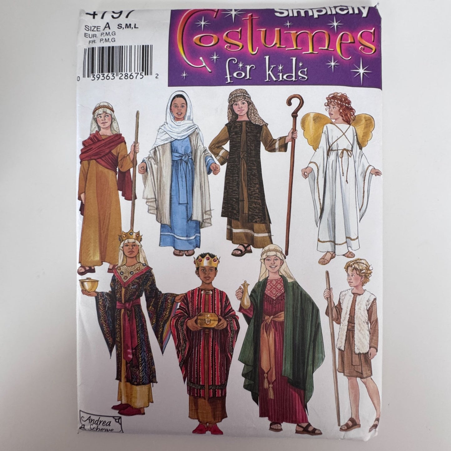 Simplicity Sewing Pattern 4797 Nativity Play Biblical Costumes Angel Wise Men Kids Uncut Christmas