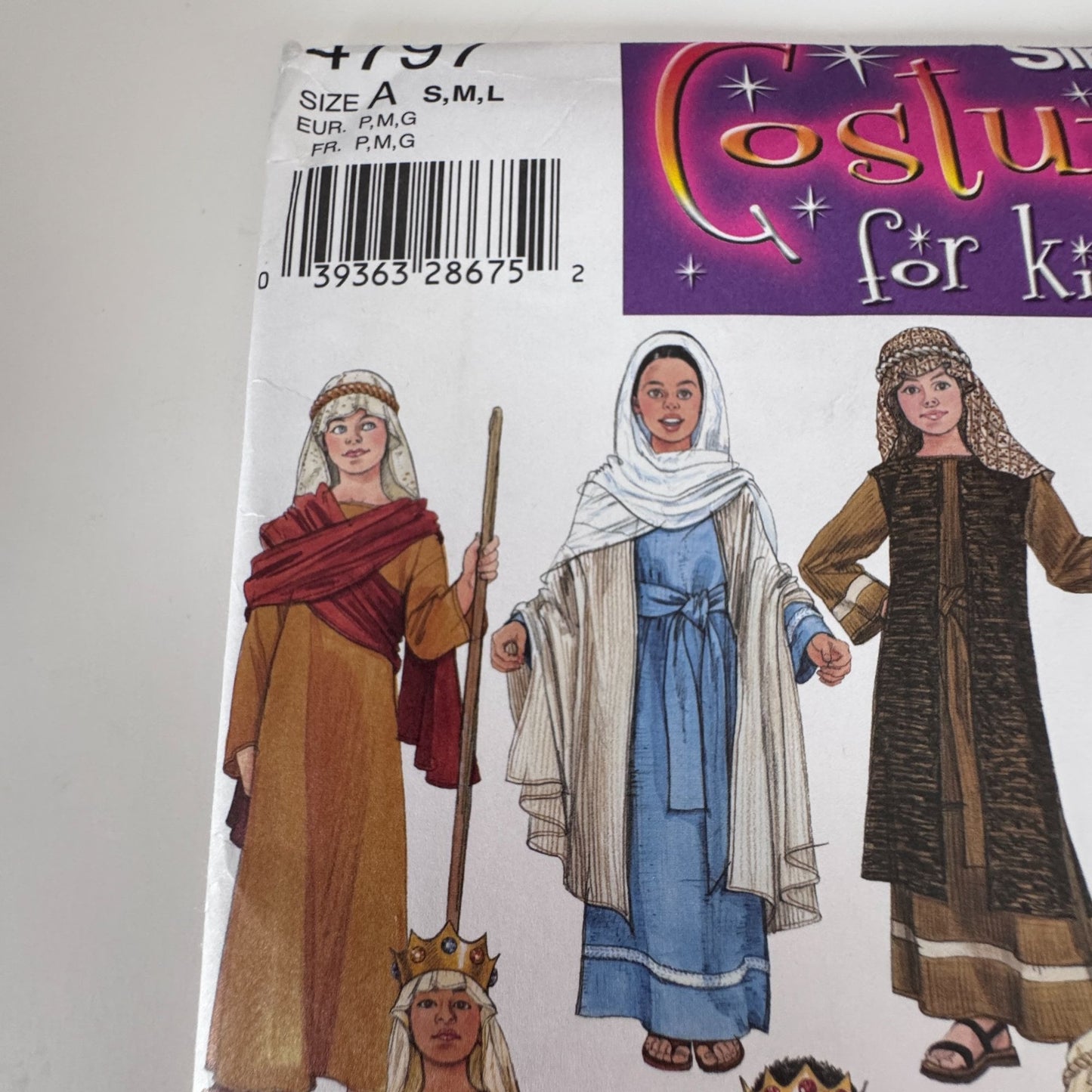 Simplicity Sewing Pattern 4797 Nativity Play Biblical Costumes Angel Wise Men Kids Uncut Christmas