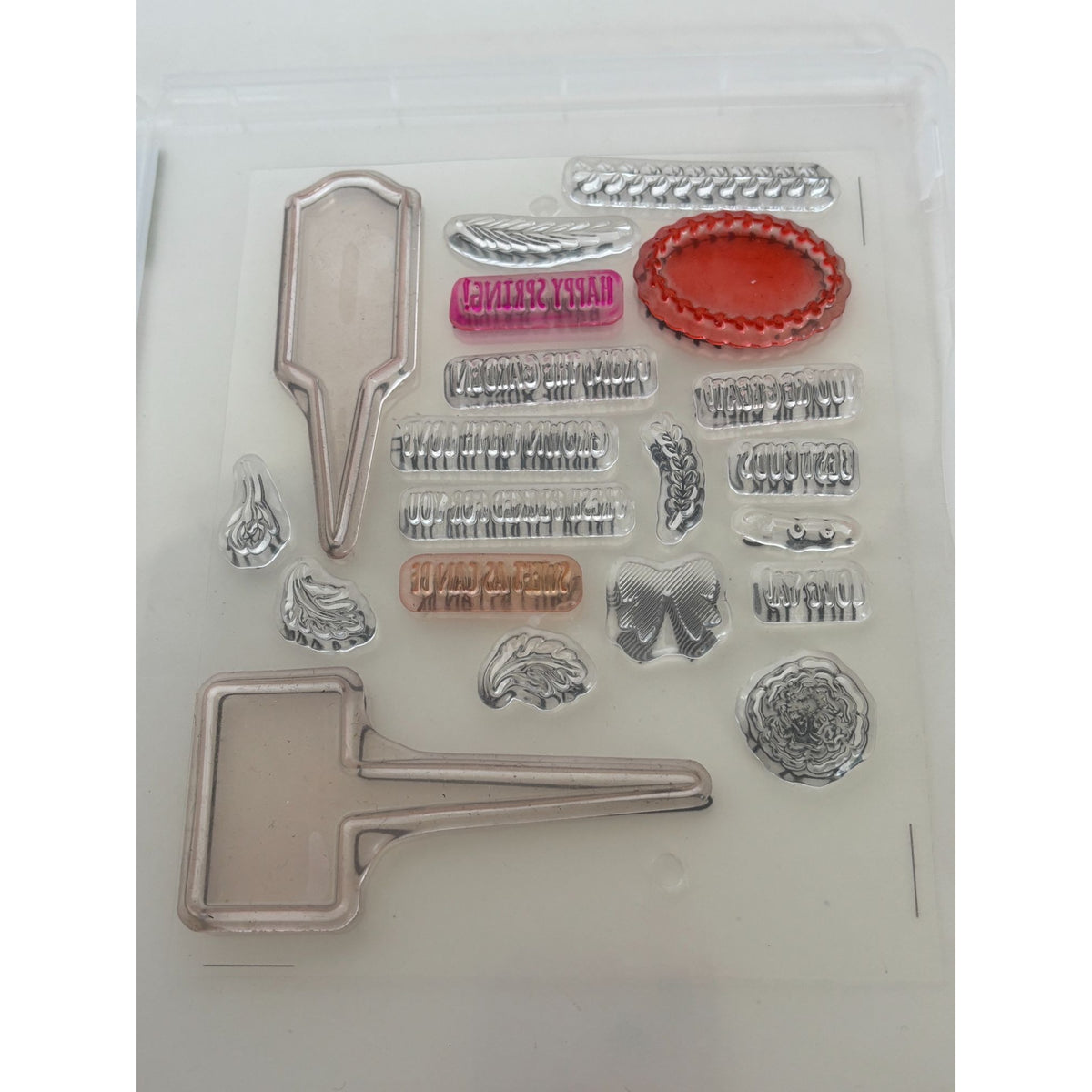 Stampin Up From The Garden Photopolymer Stamps Set Plant Markers Best Buds Pun