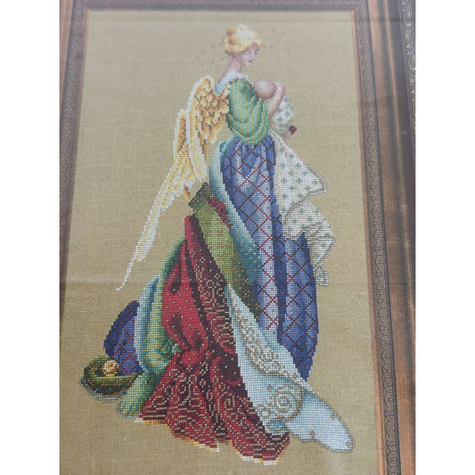 Lavender and Lace Cross Stitch Pattern In The Arms Of An Angel Mother and Baby