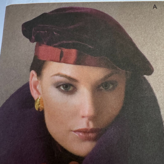 Vogue Sewing Pattern V7980 Hats Wraps Beret Fur Hat Scarf Wrap Accessories Uncut Millinery