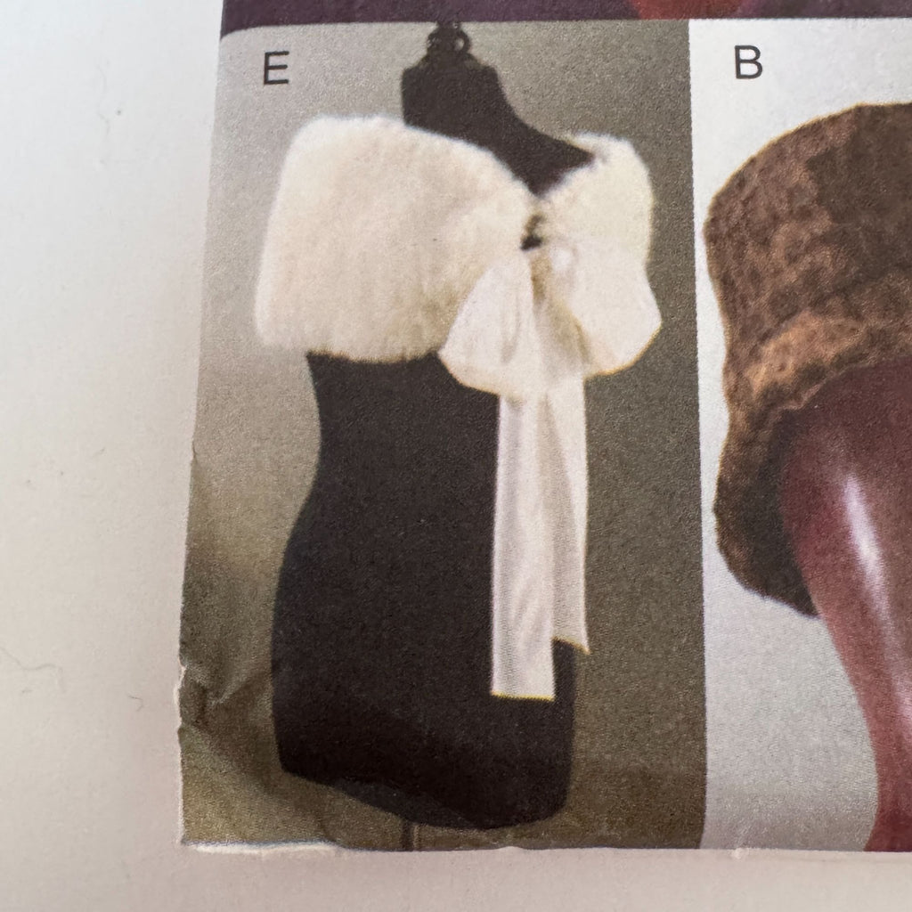 Vogue Sewing Pattern V7980 Hats Wraps Beret Fur Hat Scarf Wrap Accessories Uncut Millinery
