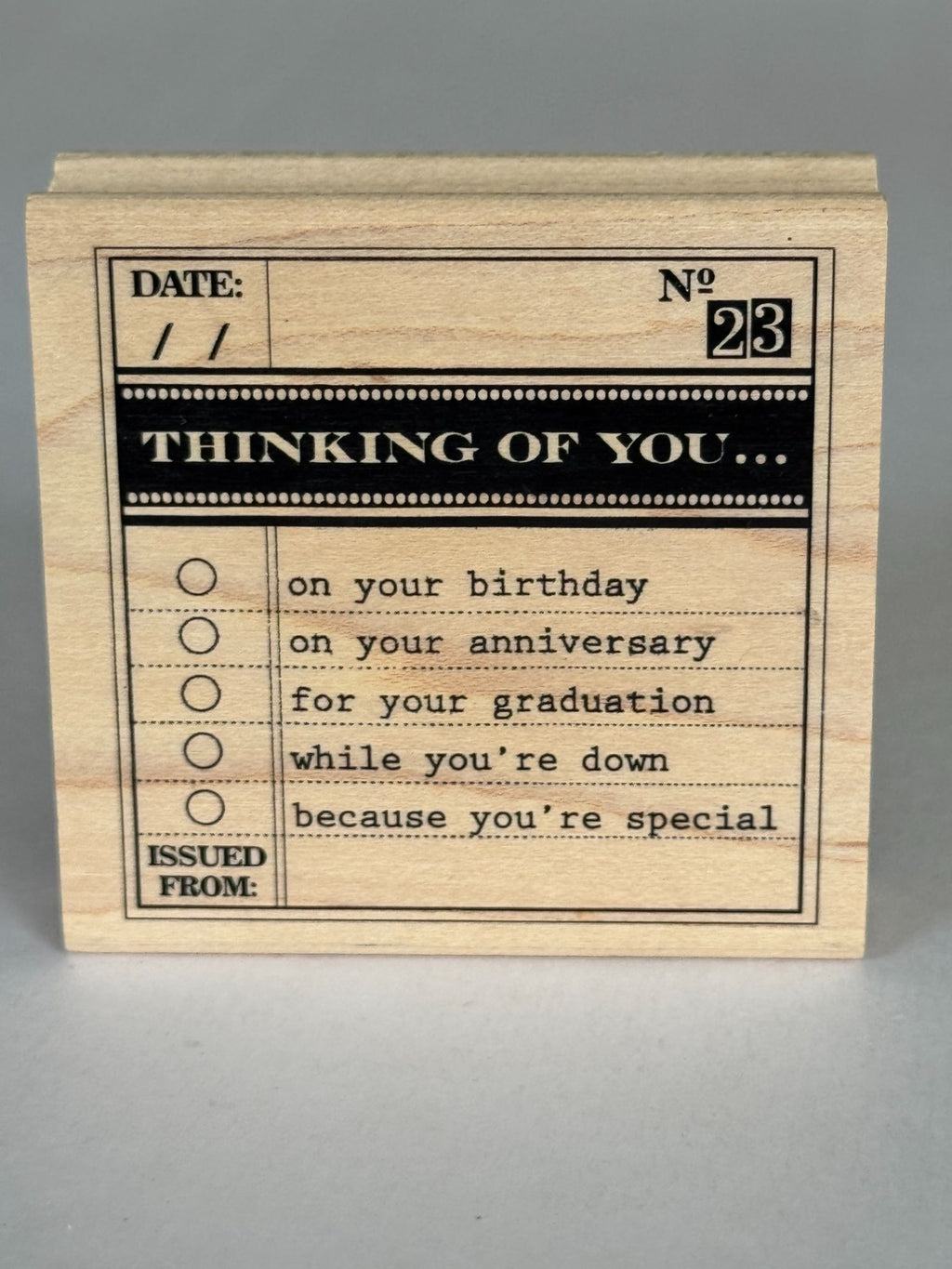 Inkadinkado Rubber Stamp No. 23 Thinking of You Birthday Graduation Anniversary