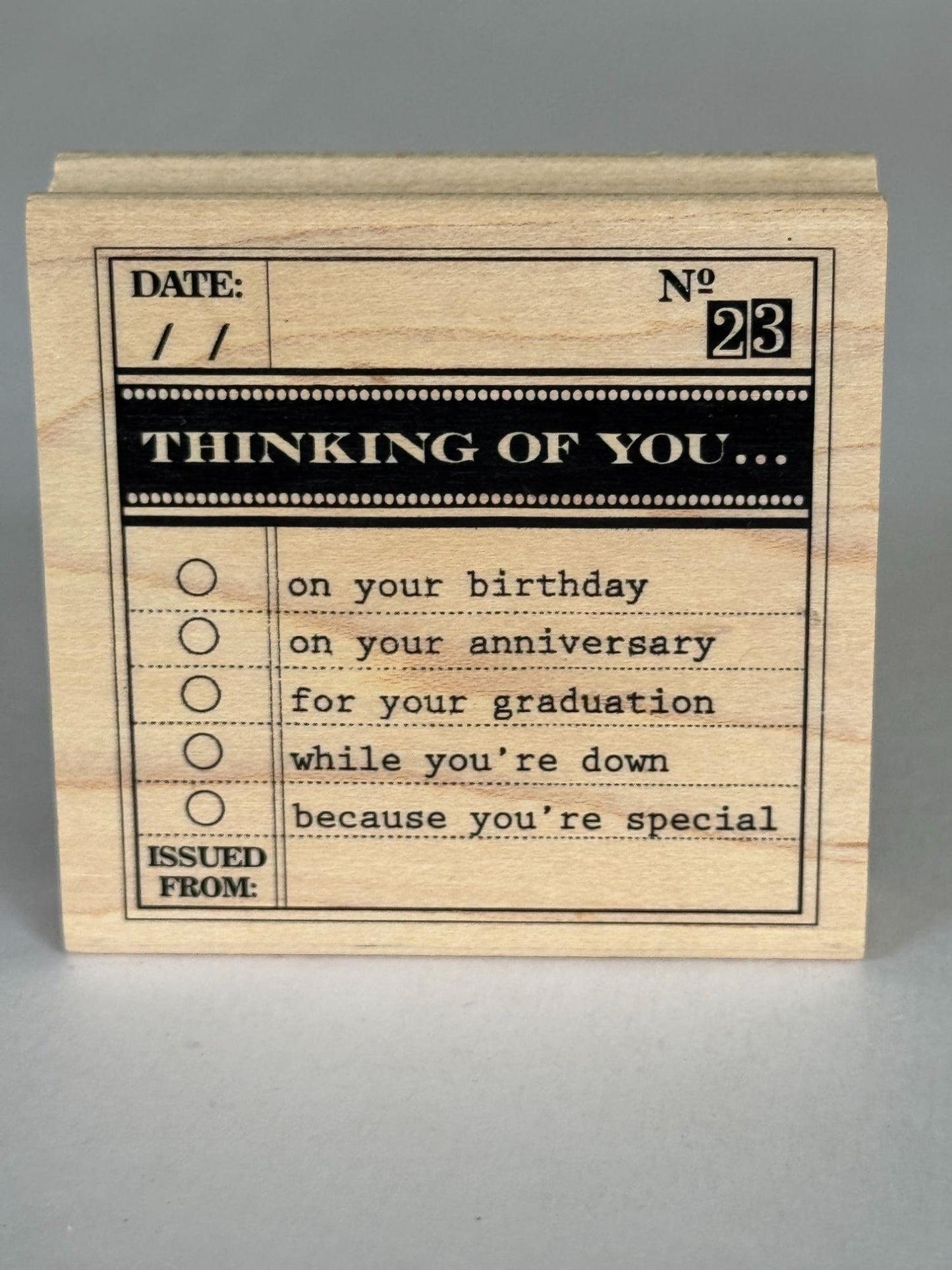 Inkadinkado Rubber Stamp No. 23 Thinking of You Birthday Graduation Anniversary