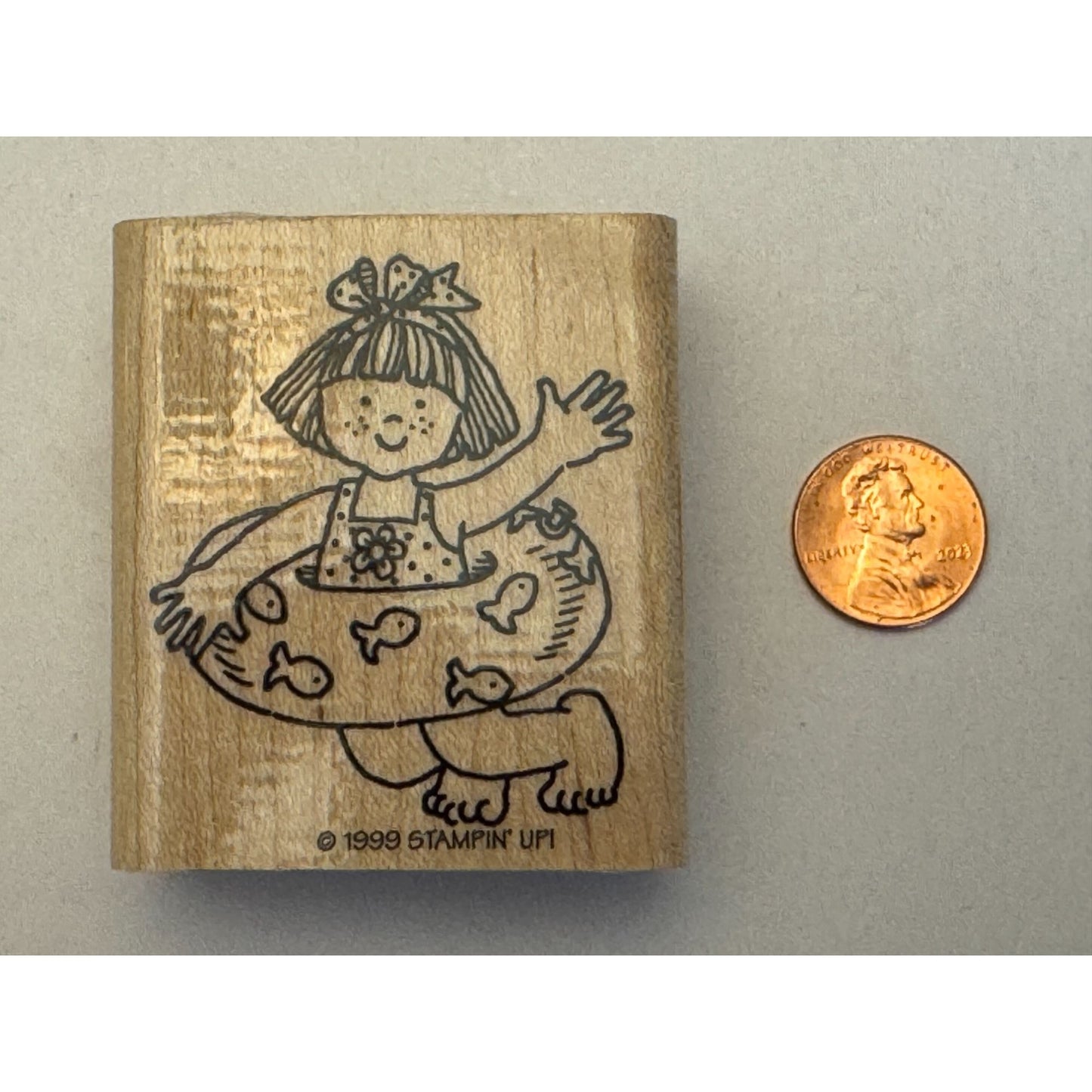 Stampin Up Rubber Stamp Girl With Swim Tube Swimming Pool Summer Vacation Fish
