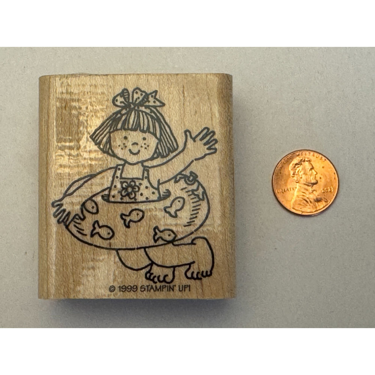 Stampin Up Rubber Stamp Girl With Swim Tube Swimming Pool Summer Vacation Fish