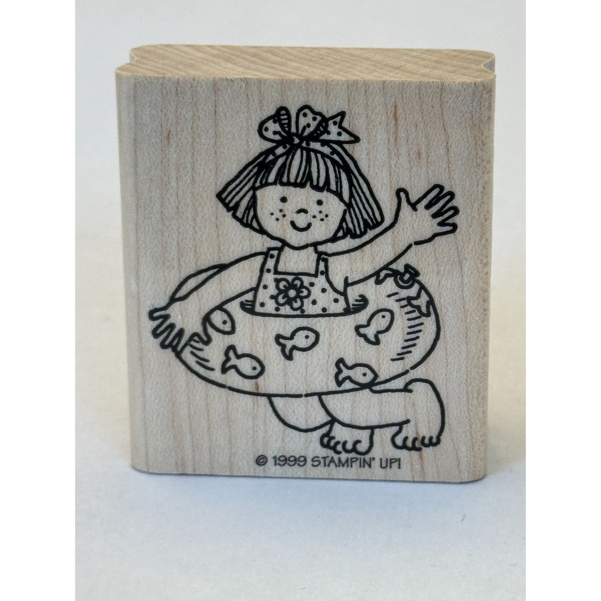 Stampin Up Rubber Stamp Girl With Swim Tube Swimming Pool Summer Vacation Fish
