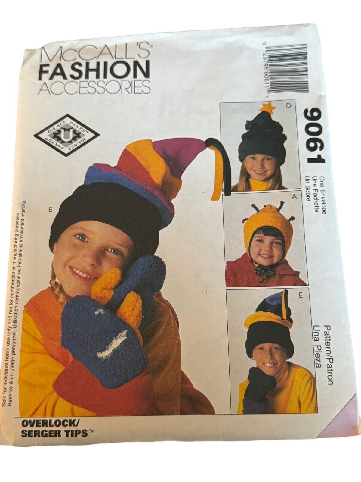 McCall’s Sewing Pattern 9061 Baad Hats Costume Craft Adult/Teen Uncut