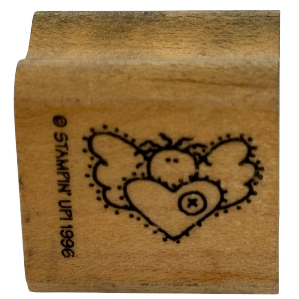 Stampin Up Rubber Stamp Country Angel Holding Heart Button Card Making Craft
