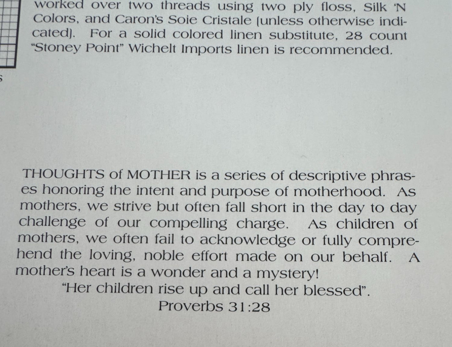 The Cross-Eyed Cricket Collection Cross Stitch Pattern Thoughts of Mother 210