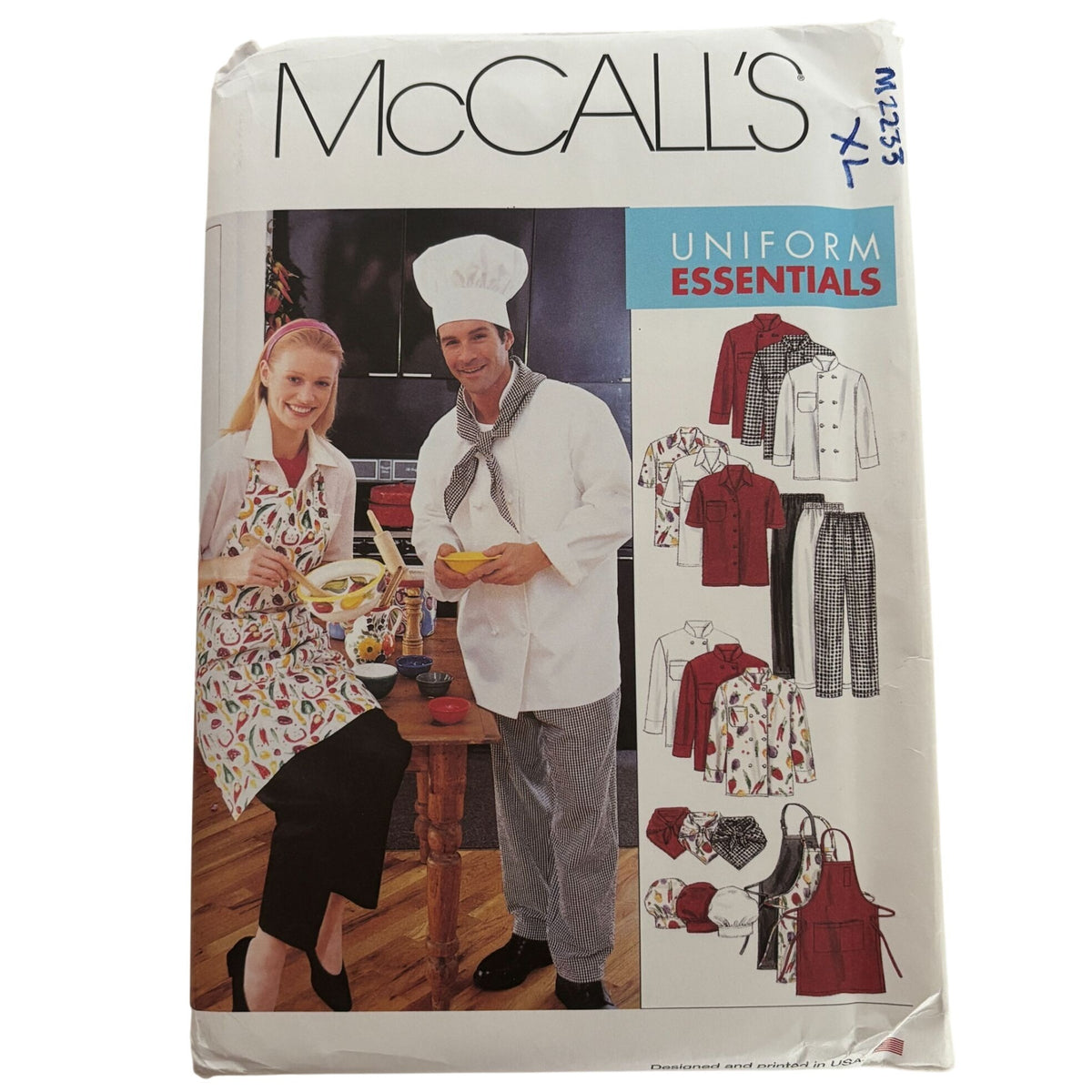 McCalls Sewing Pattern M2233 Chef Jacket Pants Apron Baker Cooking Kitchen XL UC