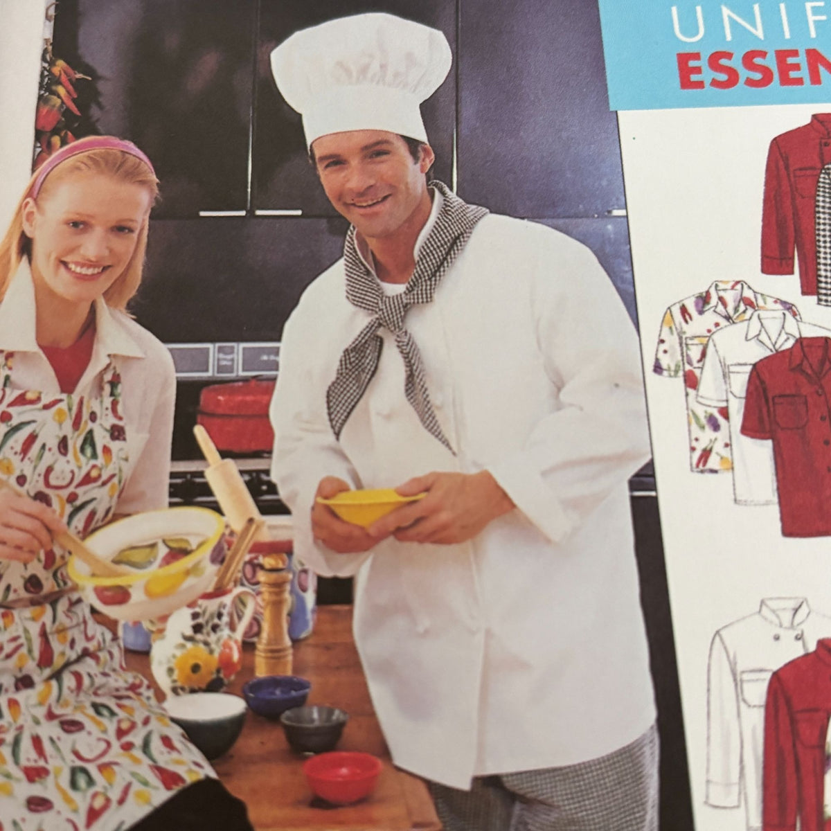 McCalls Sewing Pattern M2233 Chef Jacket Pants Apron Baker Cooking Kitchen XL UC