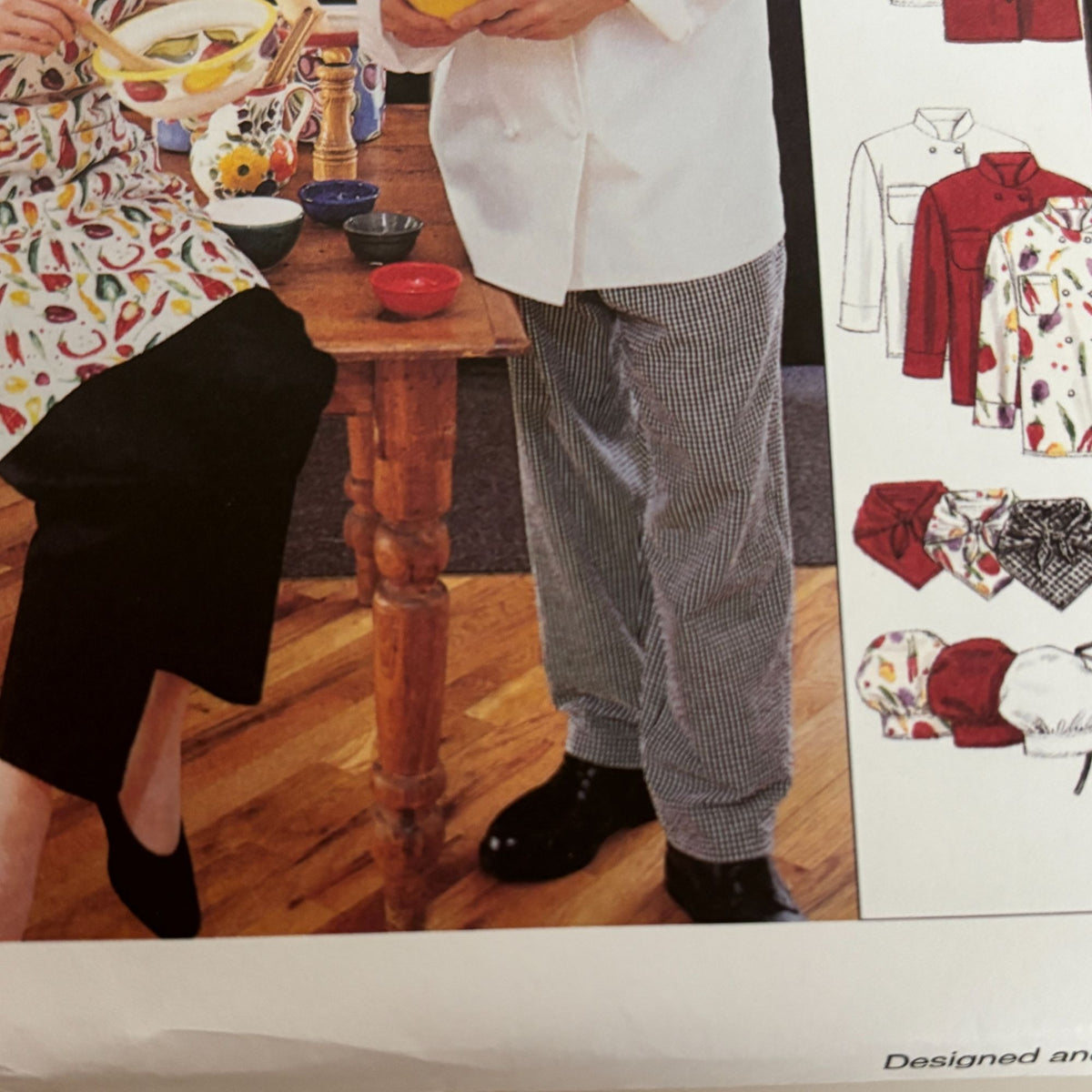 McCalls Sewing Pattern M2233 Chef Jacket Pants Apron Baker Cooking Kitchen XL UC