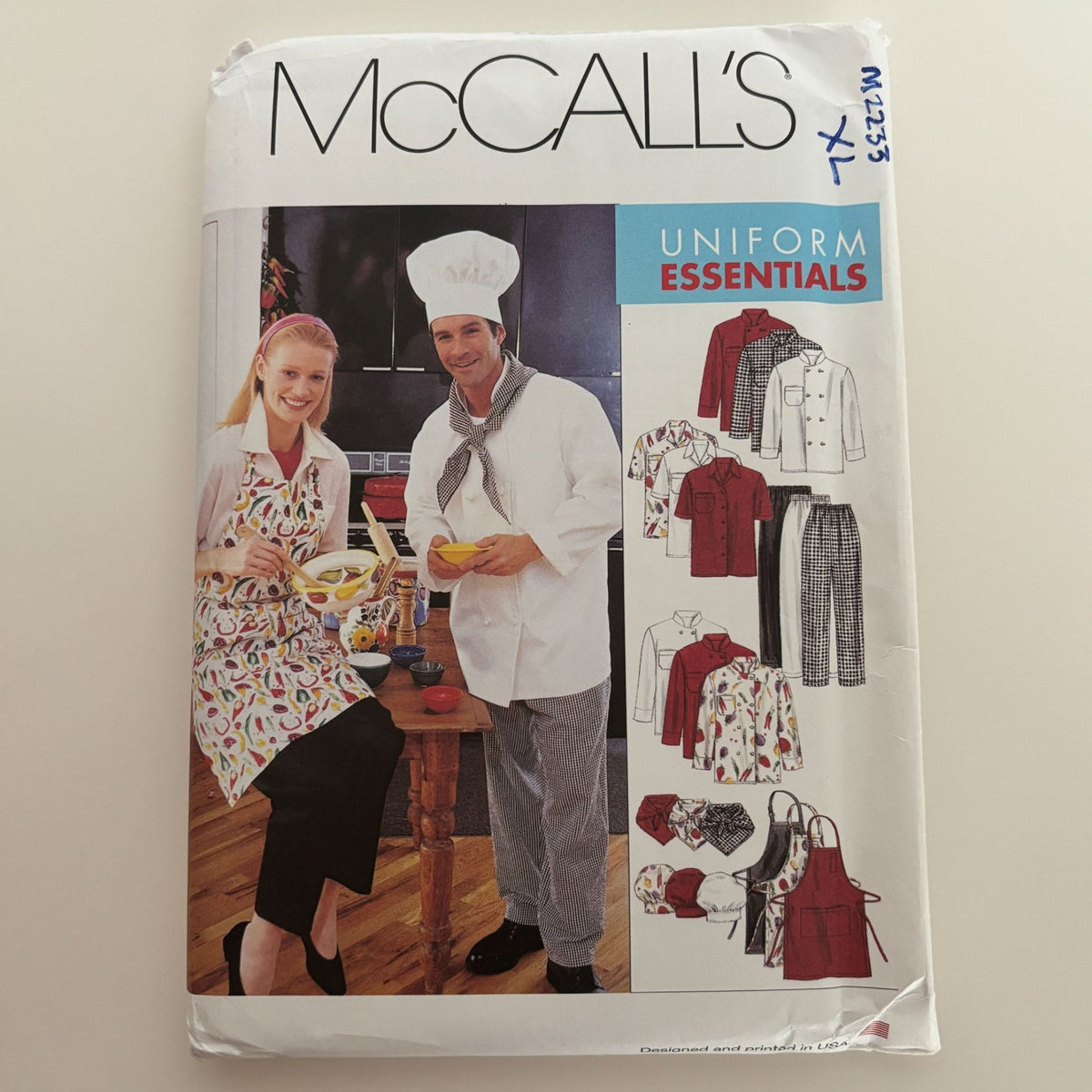 McCalls Sewing Pattern M2233 Chef Jacket Pants Apron Baker Cooking Kitchen XL UC