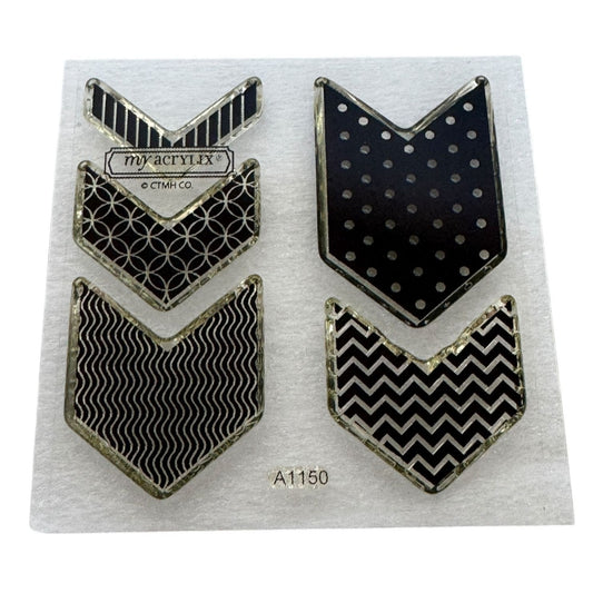 CTMH My Acrylix Acrylic Stamp Set Charming Chevrons Flair A1150 Shapes Polka Dot