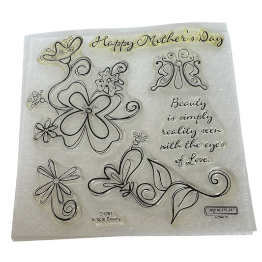 CTMH My Acrylix Acrylic Stamp Set Simple Beauty Happy Mothers Day Butterfly