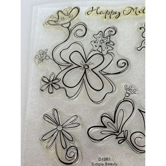 CTMH My Acrylix Acrylic Stamp Set Simple Beauty Happy Mothers Day Butterfly