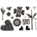 CTMH My Acrylix Acrylic Stamp Set Affection Love You All My Heart Flower C1441