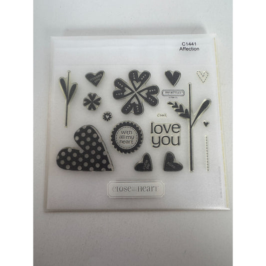 CTMH My Acrylix Acrylic Stamp Set Affection Love You All My Heart Flower C1441