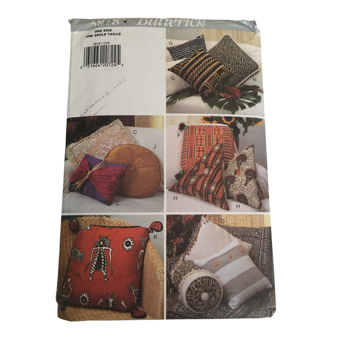 Butterick 3818 Sewing Pattern 13 Home Decor Pillows Cushion Covers Bolster Uncut