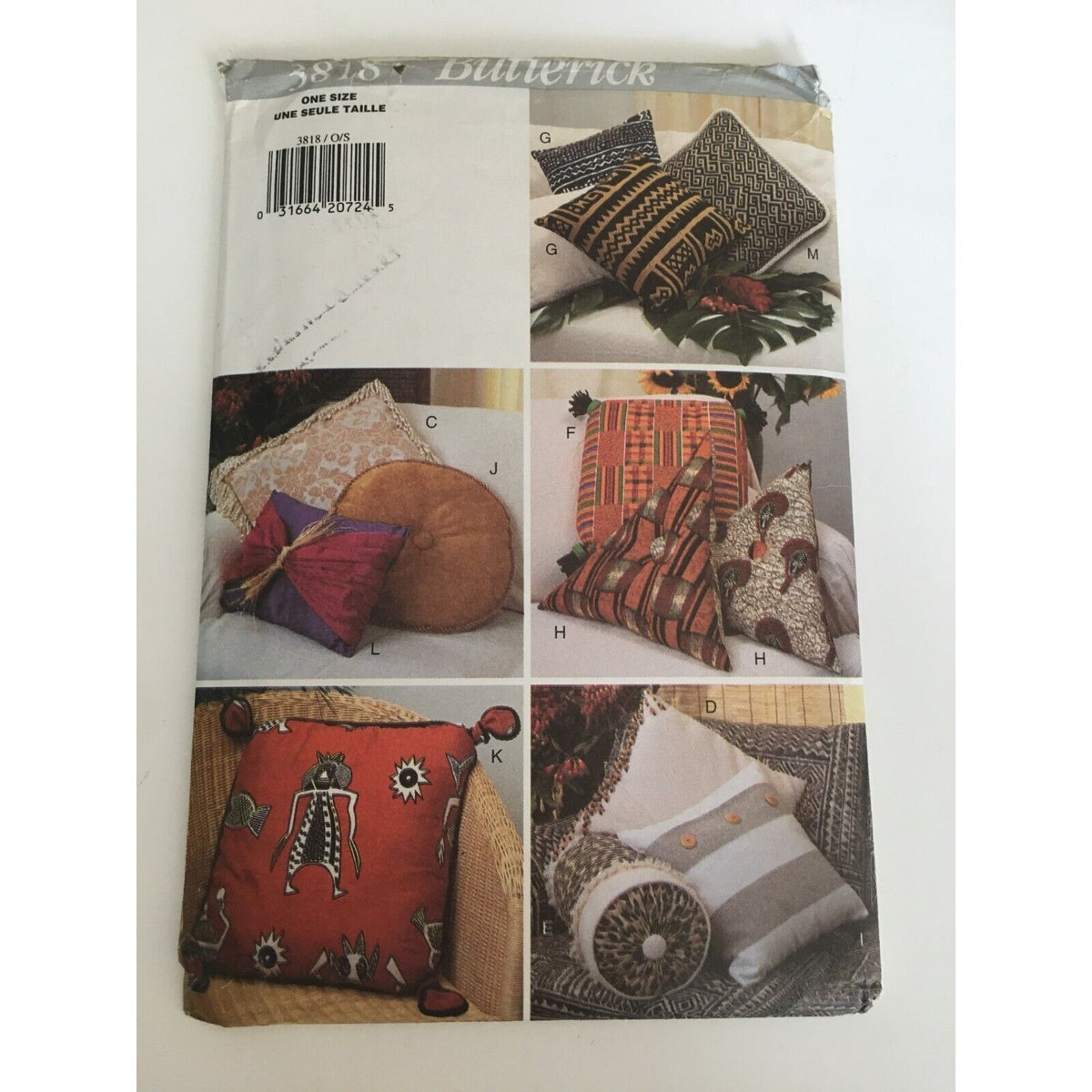 Butterick 3818 Sewing Pattern 13 Home Decor Pillows Cushion Covers Bolster Uncut